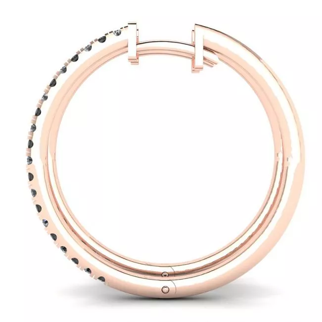 Hoop Black and White Diamond Earrings Rose Gold - Photo 1