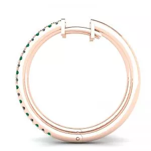 Diamond and Emerald Hoop Earrings Rose Gold - Photo 1