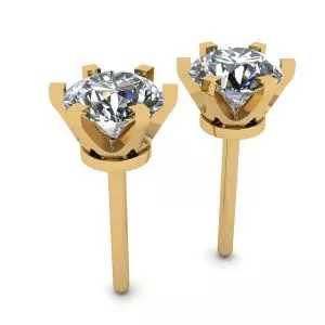 Classic Diamond Stud Earrings in 18K  Yellow Gold - Photo 2
