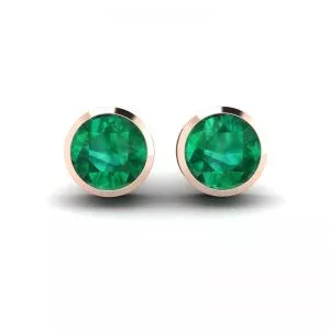 Emerald Stud Earrings in Rose Gold