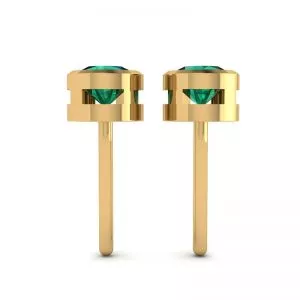 Emerald Stud Earrings in Yellow Gold - Photo 1