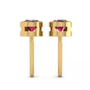 Ruby Stud Earrings in Yellow Gold - Photo 1