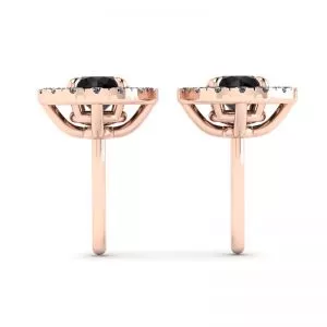 5 mm Black Diamond Studs with Detachable Halo Jackets Rose Gold - Photo 1