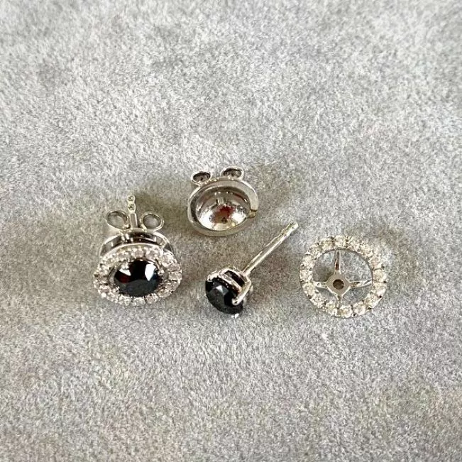 5 mm Black Diamond Studs with Detachable Halo Jackets   - Photo 3