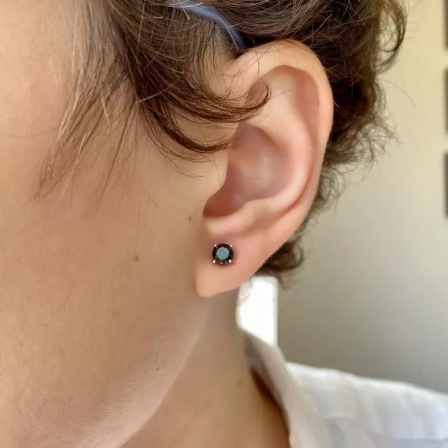 5 mm Black Diamond Studs with Detachable Halo Jackets   - Photo 5