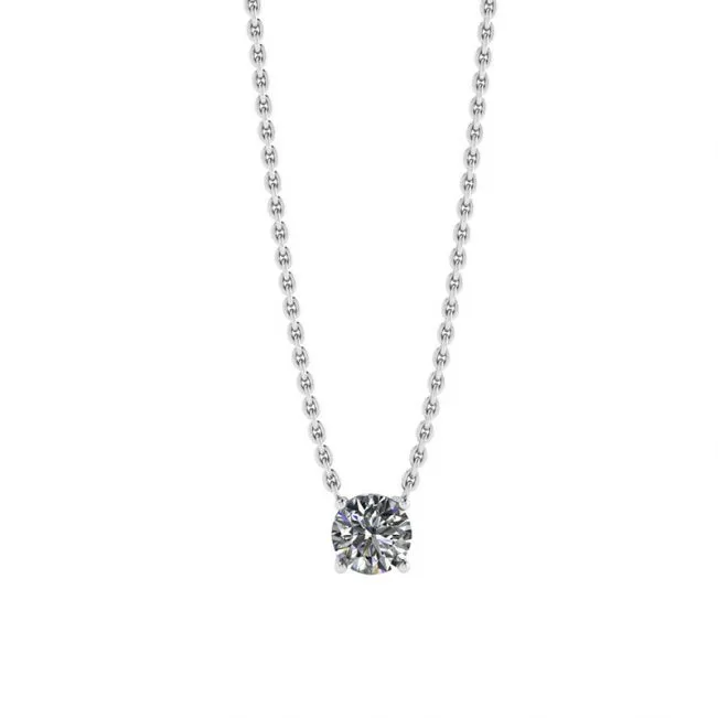 Classic Solitaire Diamond Necklace on Thin Chain