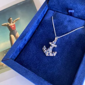 Anchor Sapphire Pendant in 18K White Gold - Photo 3