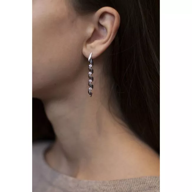 Long Earrings with Diamonds 0.88 ct - Ruban Collection - Photo 1